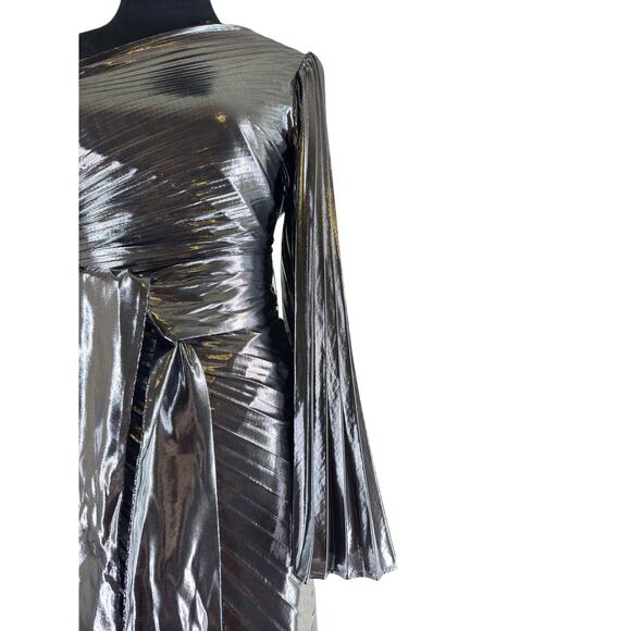 Milly Linden One-Shoulder Lamé Pleated Mini Dress – NWT – Size 2/XS - Picture 6 of 10